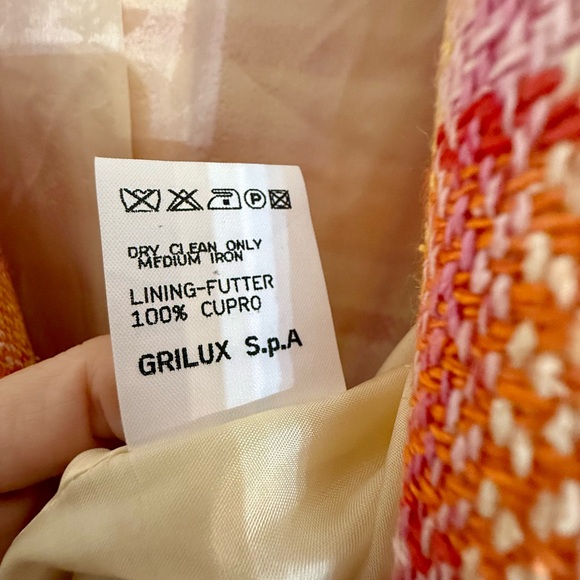 Luciano Barbera Pink Orange Silk Wool Blazer US Medium EU 46 - Picture 13 of 15